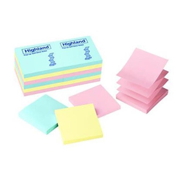 3M 3M Company MMM6549PUA Highland Pop-Up Notes 3 X 3 Asted Pastel 12 Pads 6549PUA